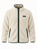 Vondcore Drift Fleece Zip Jacket in cream, main view showing plush fleece, pine trim and two front pockets.